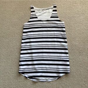 BB Dakota Shift Dress Black White Striped Sleeveless Size Small Oversized VEUC